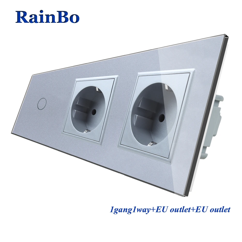RainBo Кристалл-стеклянная панель-электронный-настенная розетка-ЕС сенсорный выключатель управления-экран настенный светильник-переключатель 1ганг-1way A39118E8ECW/B
