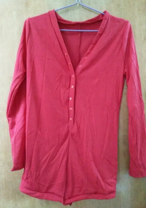 Женский комбинезон с v-образным вырезом теплый Облегающий длинными рукавами и