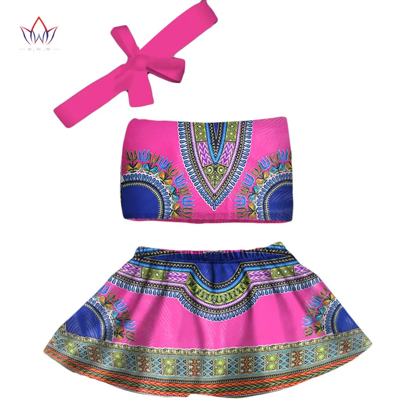 2019 Новинка Африка детей Костюмы комплекты для малышей Топ dashiki и юбка в