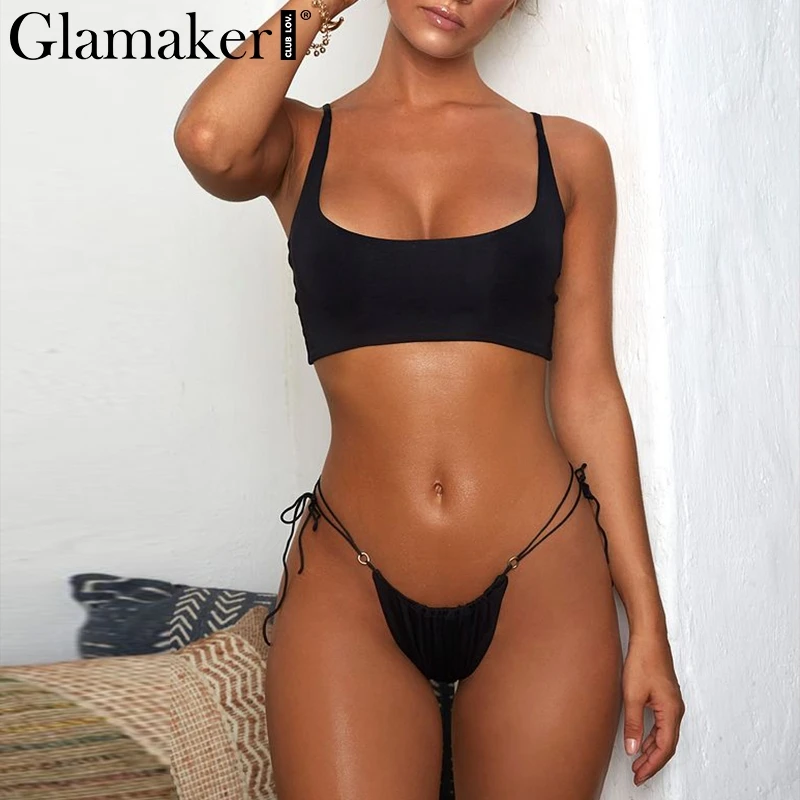 Glamaker выдалбливают черный цельный сексуальный боди для женщин Белый открытая спина шнуровка облегающий костюм летние выходные пляж купальник - Цвет: 555-1