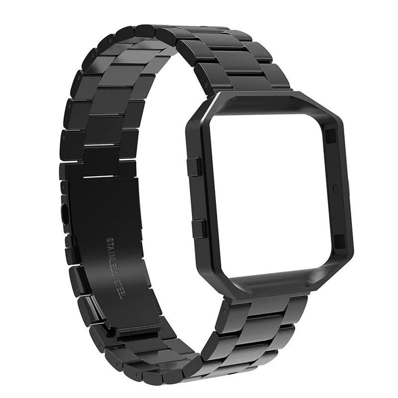 Браслет из нержавеющей стали для умных часов Fitbit Blaze ремешок с рамкой и кнопкой