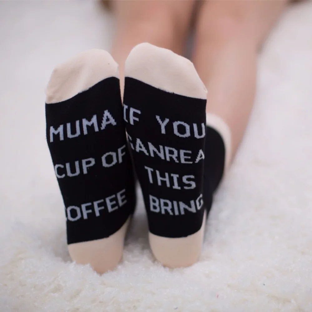 Fashion 1 Pairs Women Letter print socks If You Can Read This Bring Me A Glass of Wine/Cold Beer/Coffee Men Women Crew Socks