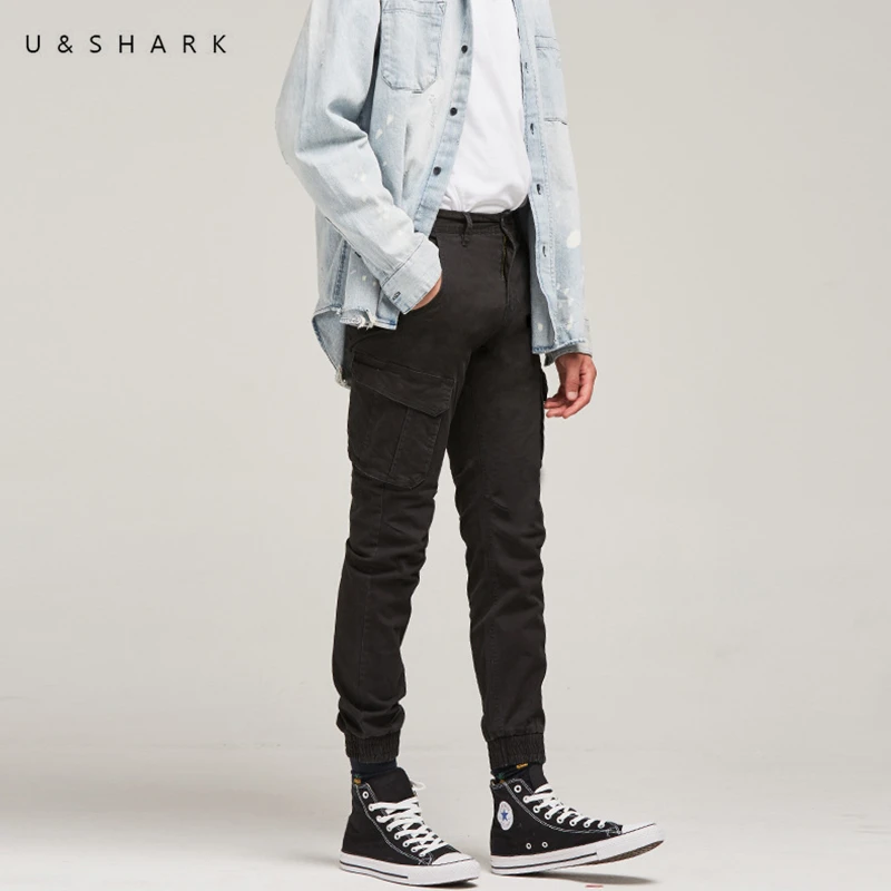 U &amp SHARK осенние брюки карго уличная Мужская мешковатая шаровары модные со