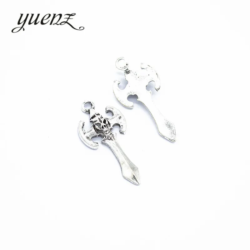 YuenZ 10 pcs Charms skull Sword 30*14mm Antique Silver Plated Pendants Making DIY Handmade Tibetan Jewelry M21 | Украшения и