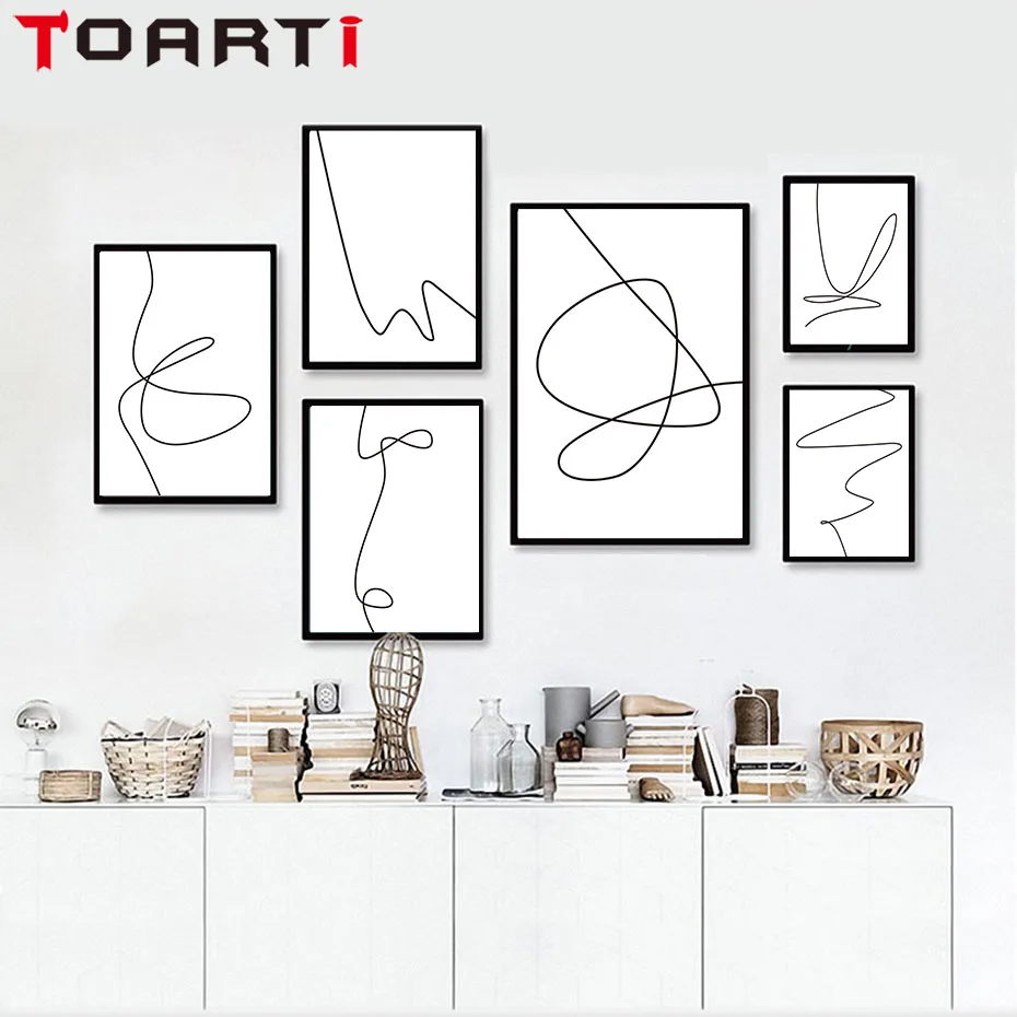 Минималистичная абстрактная креативная линия рисования холст огромная печать