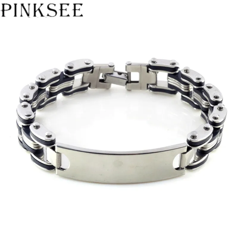 Модный мужской браслет PINKSEE из нержавеющей стали черный цвет Простой ID |