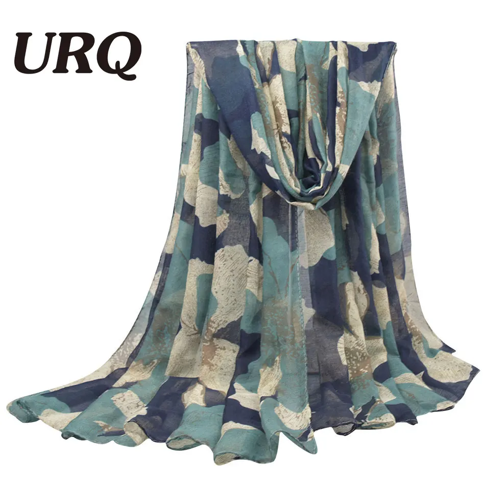 Модные зимние женские длинные хлопковые вискозные шарфы с цветочным принтом