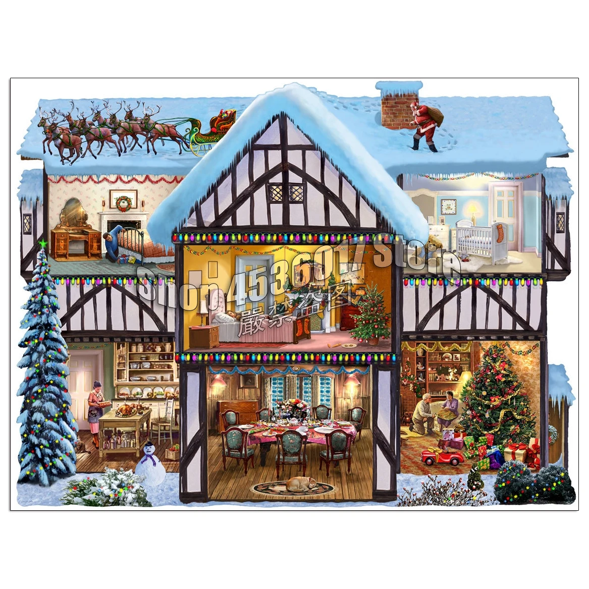 

Houses DIY Full Diamond Embroidery 5D Diamond Painting Mosaic Cross Stitch Christmas Eve Art Needlework Crafts Home Decor