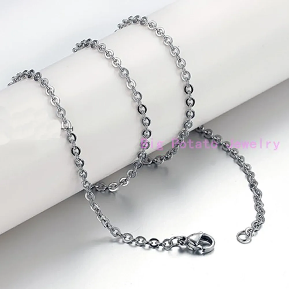 

1.5/2/2.4/3mm 100pcs/Lot Stainless Steel Silver Color Cross Chain Men Necklace Finding Pendant Jewelry 16-40inch Free Choose