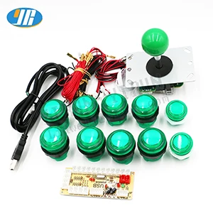 Зеленый Аркадные наборы DIY части 5Pin джойстик+ 2x24 мм+ 8x30 мм 5 в светодиодный с подсветкой кнопочные ноль задержки USB энкодер для ПК аркадная игра - Цвет: Зеленый