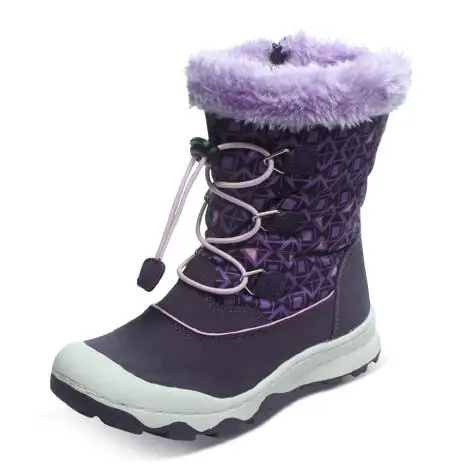 Purple UOVO/Детские зимние сапоги; Водонепроницаемая Обувь для девочек; Новинка года; теплые зимние сапоги; детские резиновые сапоги; обувь до середины голени; Размер 29#-38 - Цвет: Purple