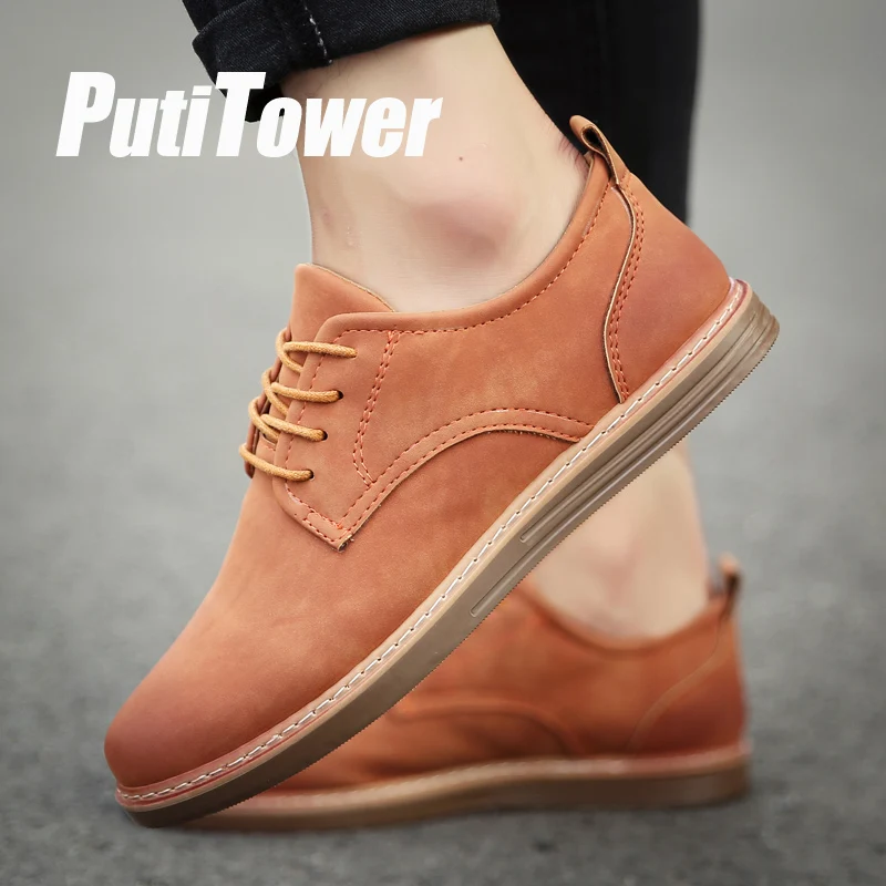 Мужская кожаная повседневная обувь высокого качества на плоской платформе