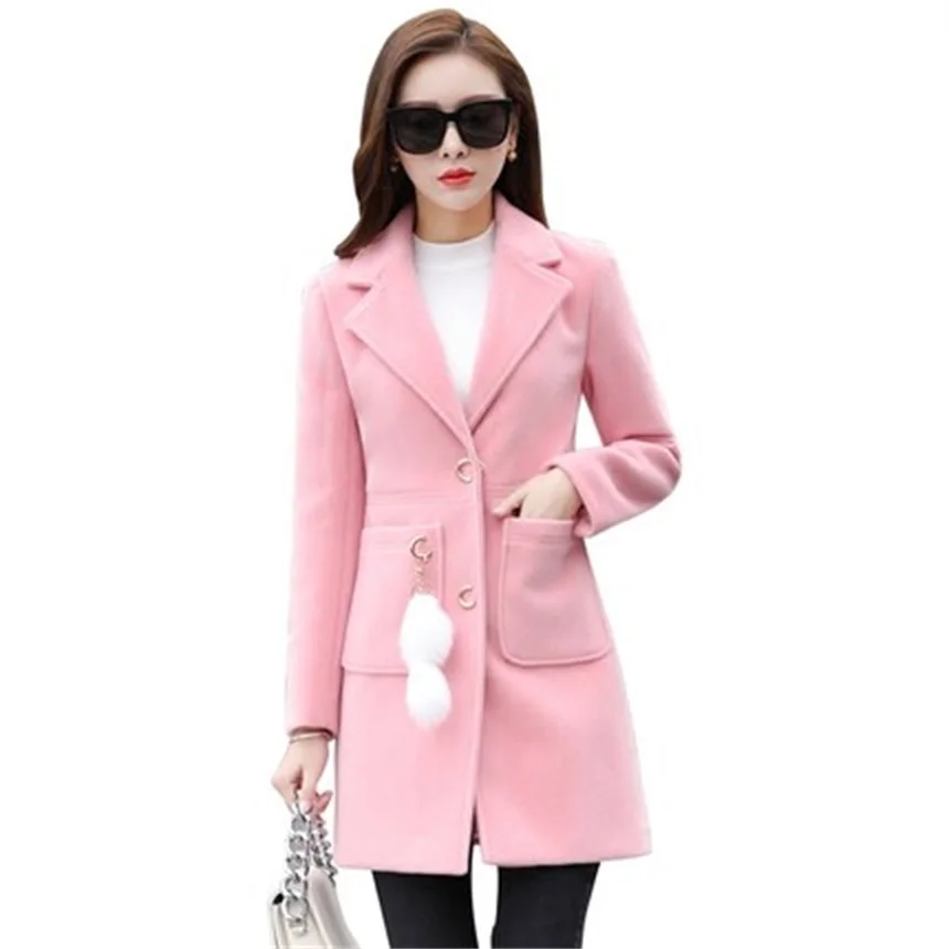 

High-quality women's new popular woolen coat in the long section of autumn and winter women's slim woolen coat TB181130