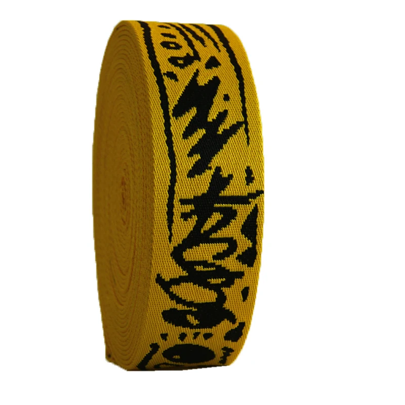 Hot Quality New Design 42MM Polyester Jacquard Webbing Belt With Finishing Line Yellow/Black Colorful | Дом и сад