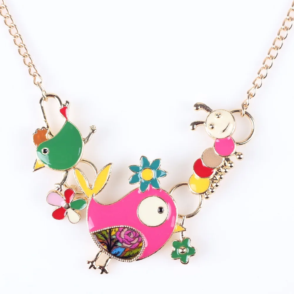 Newei массивное ожерелье цыпленок Эмаль Золотая пластина длинная цепь из сплава