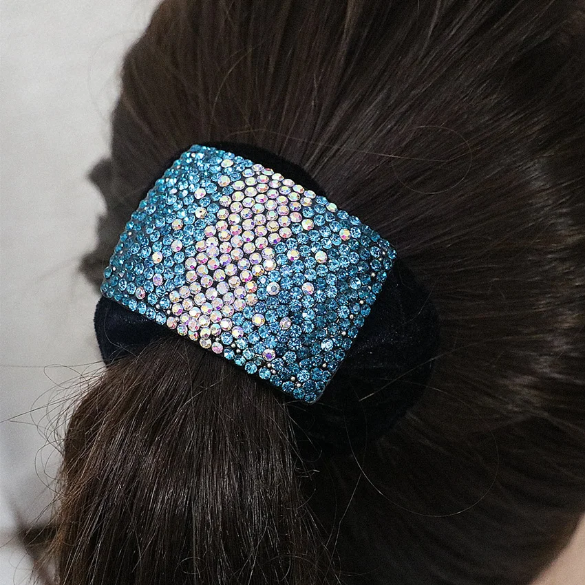 Trendy hairband for women multicolor rhinestone crystal rope elastic hairdress accessories rubber headband hair tip jewels B1262 | Украшения