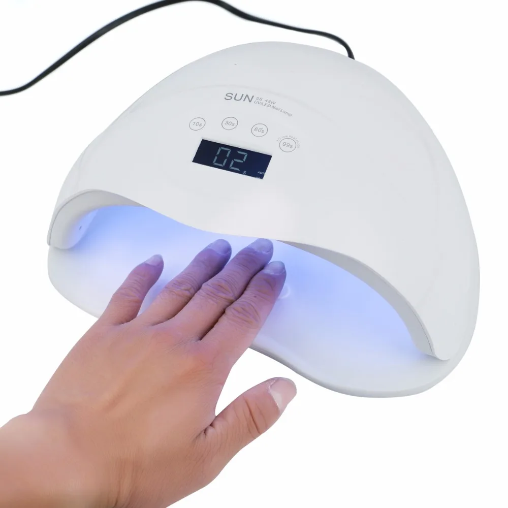 SUN5s UV LED Lamp 48W Nail Dryer Lamp For Drying Nails Double light Auto Sensor with LCD Display Button Manicure Machine images - 6
