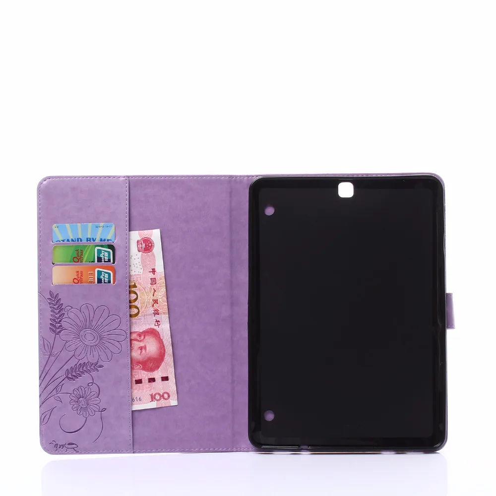Планшет защитной оболочки чехол для samsung Galaxy Tab S2 9,7 T810 T815 T819 3D цветок искусственная кожа мягкая TPU стенд Smart Case