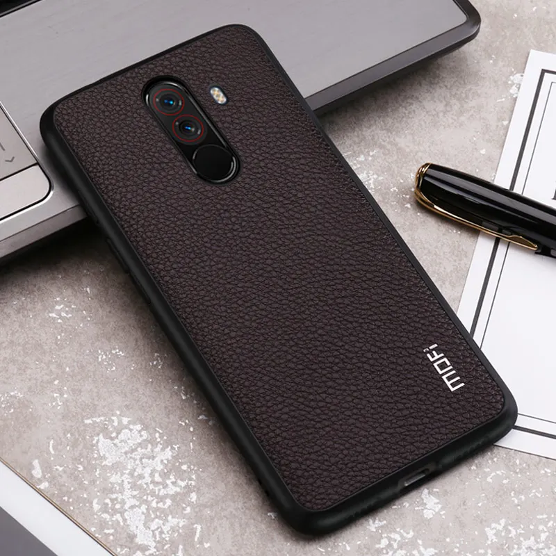 Poco F1 чехол Mofi для Xiaomi Pocophone F1 чехол Mofi для Xiaomi Pocophonef1 чехол из искусственной кожи текстурированная задняя крышка Черный Красный