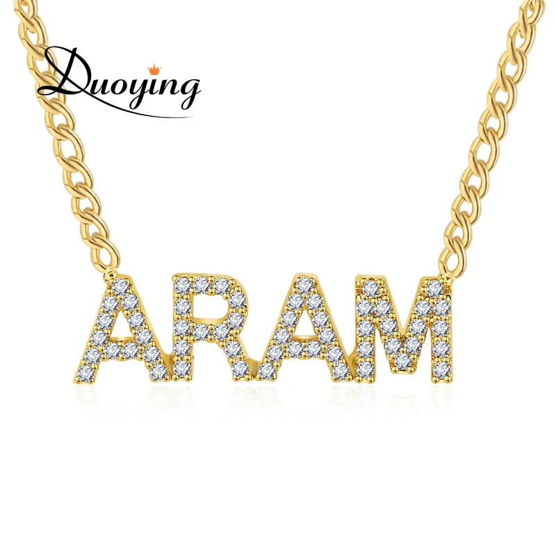 Duoying Rope CZ Pendant Necklace Nameplate Chain for Women Stone Zirconia Necklaces Personalized Name | Украшения и аксессуары