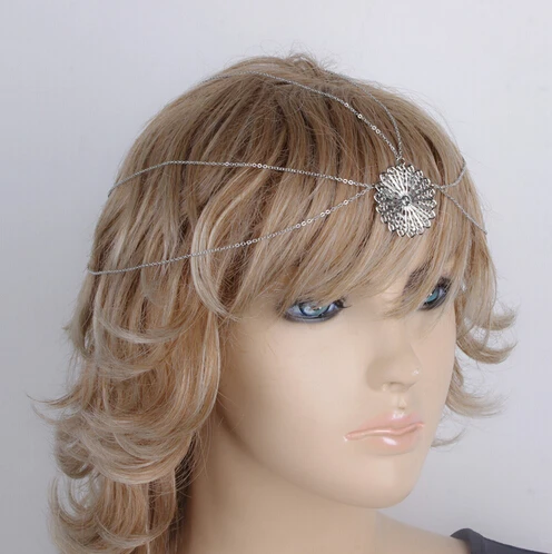 Индийский цыганский пляжный цвет металлическая цепочка на голову лоб кисточка