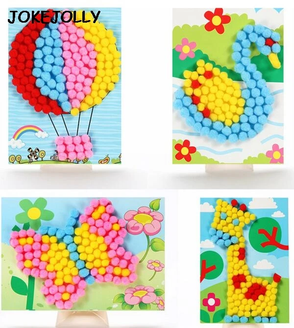 Творческие детские плюшевые шариковые наклейки для творчества образовательные