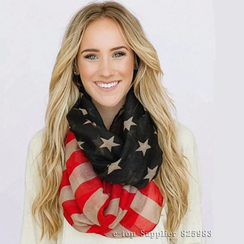 Винтажные женские квадратные шарфы с кольцом 4 июля США большие размеры без