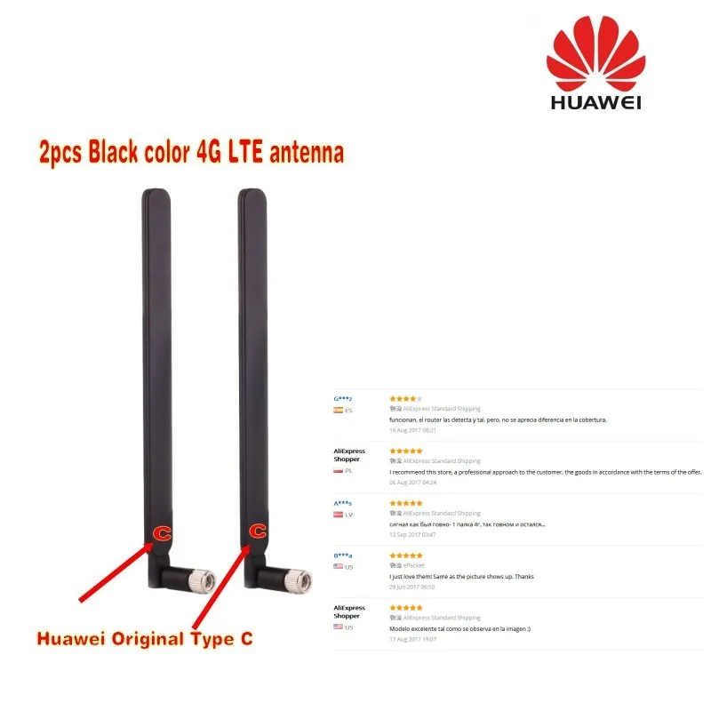 Оригинальная Внешняя Антенна HUAWEI 4G LTE 2x для B593 B890 B880 SMA C type Black|huawei lte 4g|4g huaweihuawei 4g |