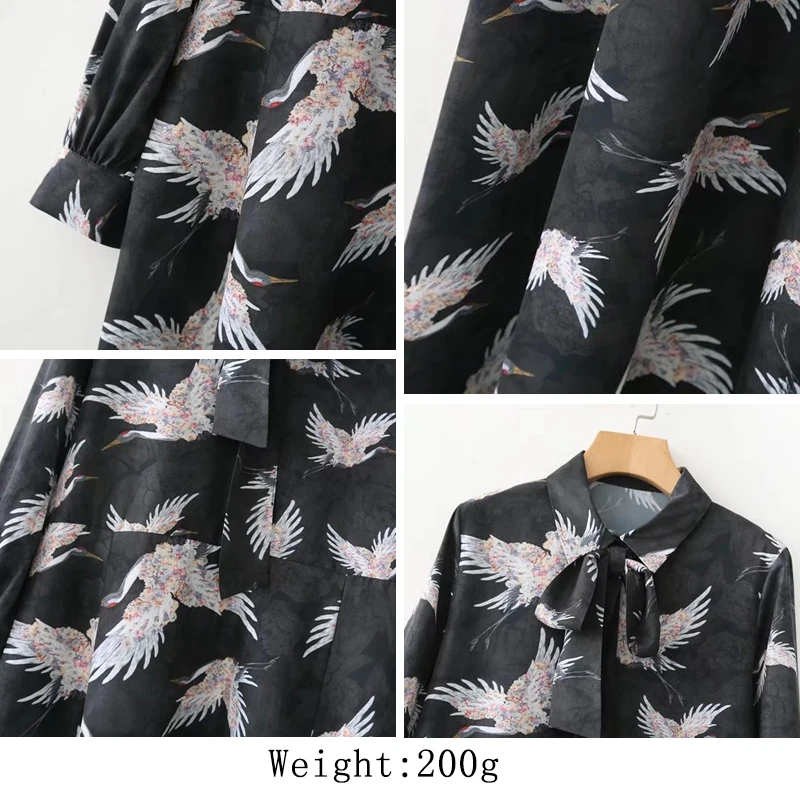 Белла Пособия по философии 2018 Весна женщины печати платье с длинными рукавами