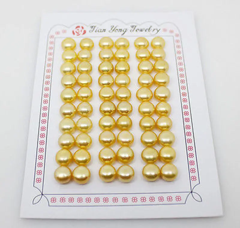 30 PAIR 8mm Half Hole Freshwater Button Pearl Loose Beads For Earring DIY Choose White Golden Pink Brown Blue