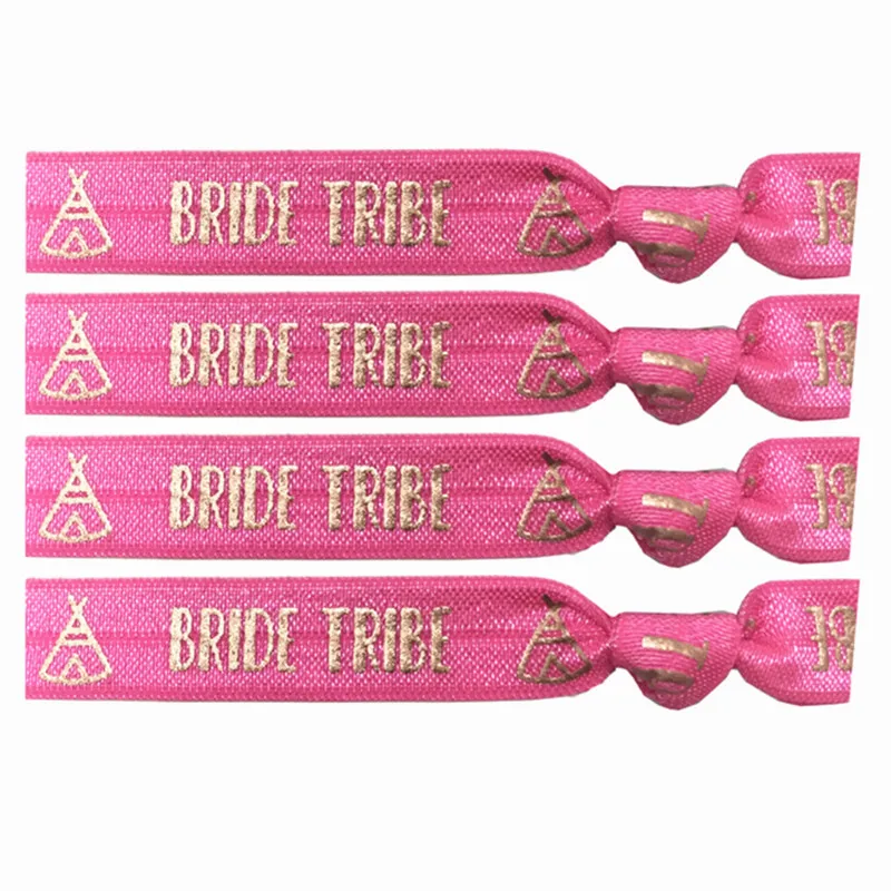 9 Цвета 40 шт./лот 5/" надпись «Bride Tribe» розовое золото Фольга на голову эластичная повязка для головы с нахлестом резинки для волос лента браслет тканью; прическа хвостик; - Цвет: GS341
