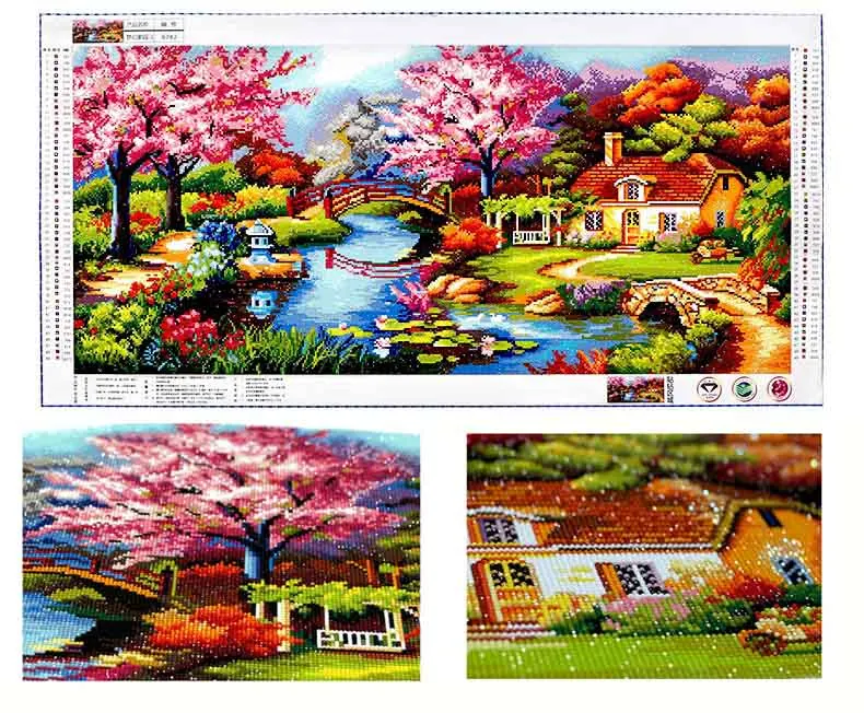 Алмазная мозаика CNA 5D сделай сам живописный дом с цветами и растениями полная