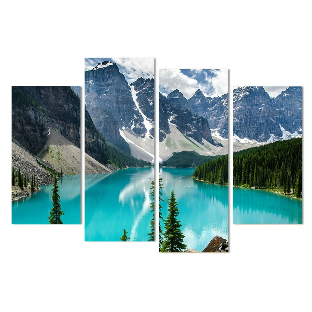 4 шт Альп с изображением заснеженной горы река пейзаж картины стены искусства
