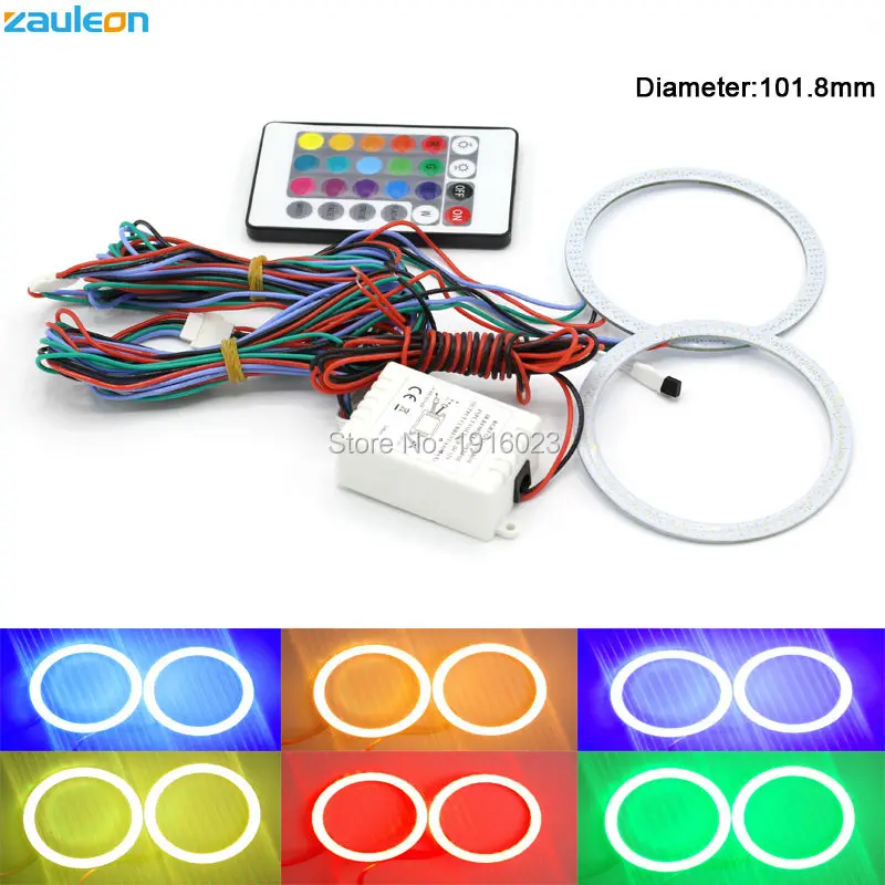 2 шт. RGB ангельские глазки 101 8 мм COB LED свет DRL беспроводной ИК контроллер для фар