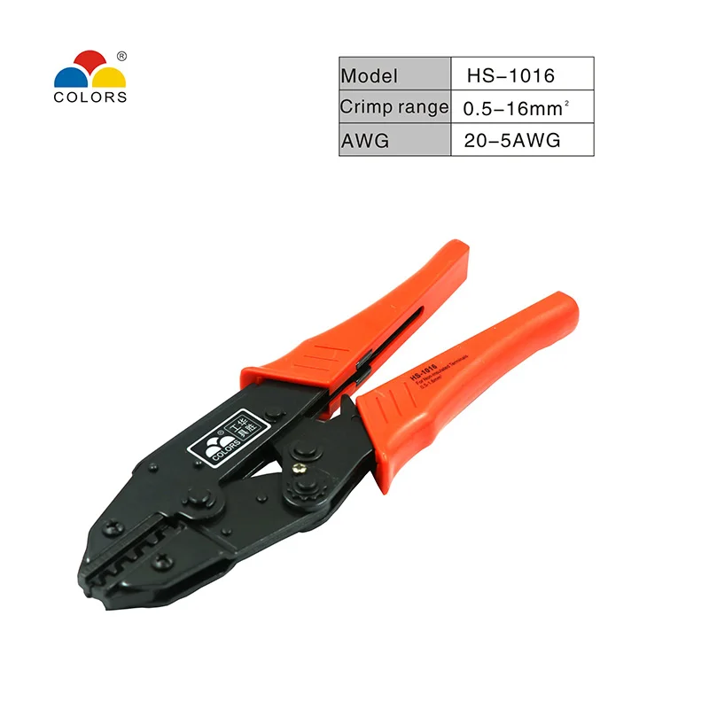 

COLORS Wire Cutter HS-1016 Crimper Crimping Pliers Cable Hand Tools Crimp Plier Mini 0.5-16mm 20-5AWG
