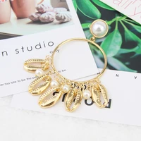toucheart fashion gold color metal shell earrings for women jewelry statement earrings charm love pearl stud earrings ser190085