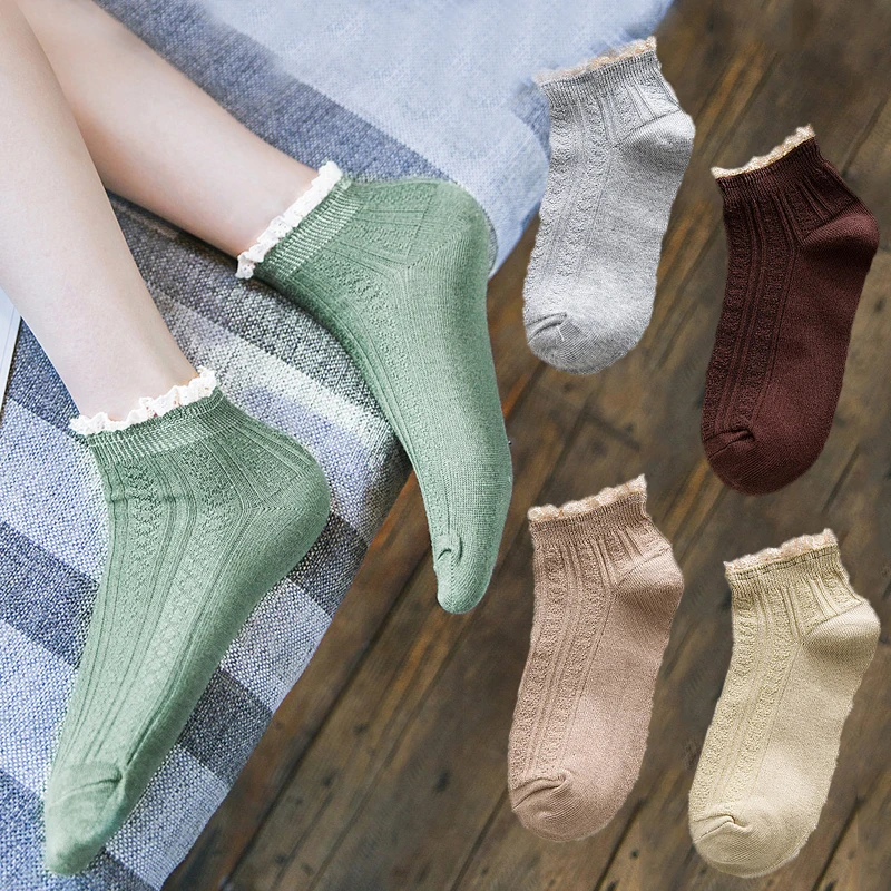 Модные кружевные мягкие хлопковые женские носки с оборками качественные