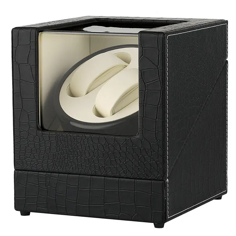 

Double Watch Winder Five Modes Crocodile Grain Winding Watches Carbon Fiber Interior Luxury Watch Storage Case HIgh Class