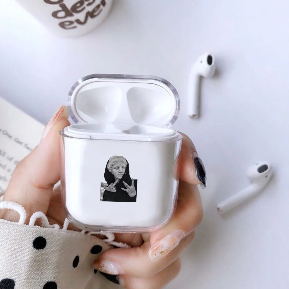 Прозрачный статуя Роскошный чехол для наушников для Airpods 1/2 мягкий чехол черный Художественный Стиль чехол для наушников s Чехол для Аксессуары для Airpods