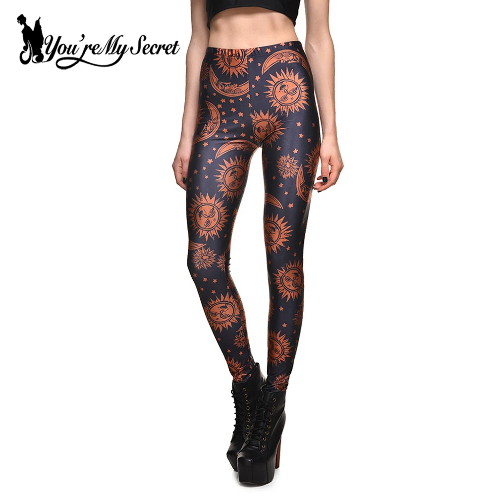 

[You're My Secret] 2021 Spring New Leggings Cartonn Moon Skull Elastic Pants PUSH UP Classic Leggins For Women Fitness Workout