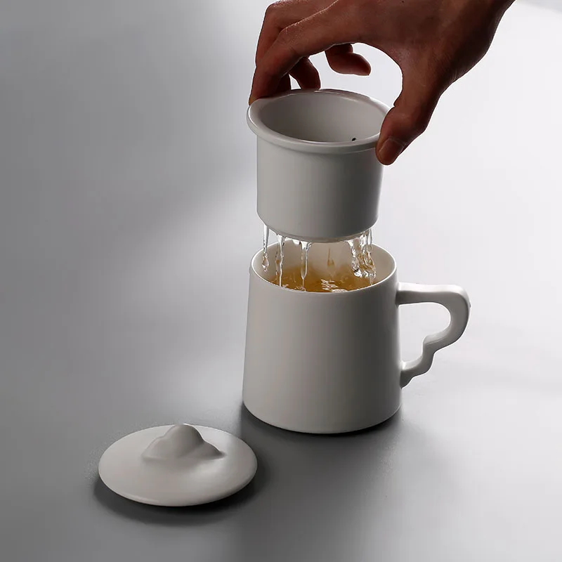 Кружка для дома и офиса с крышкой японский Черный белый цвета фильтр чашки