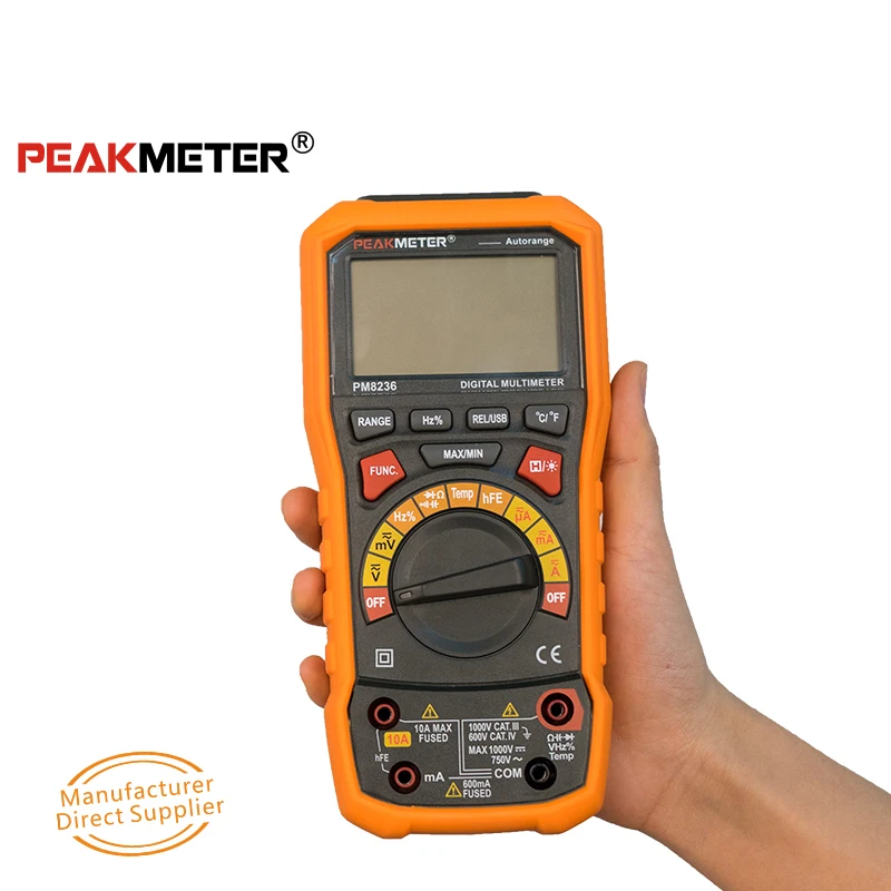 SHGO PEAKMETER PM8236 авто ручной Диапазон Цифровой мультиметр с TRMS В 1000 Температура