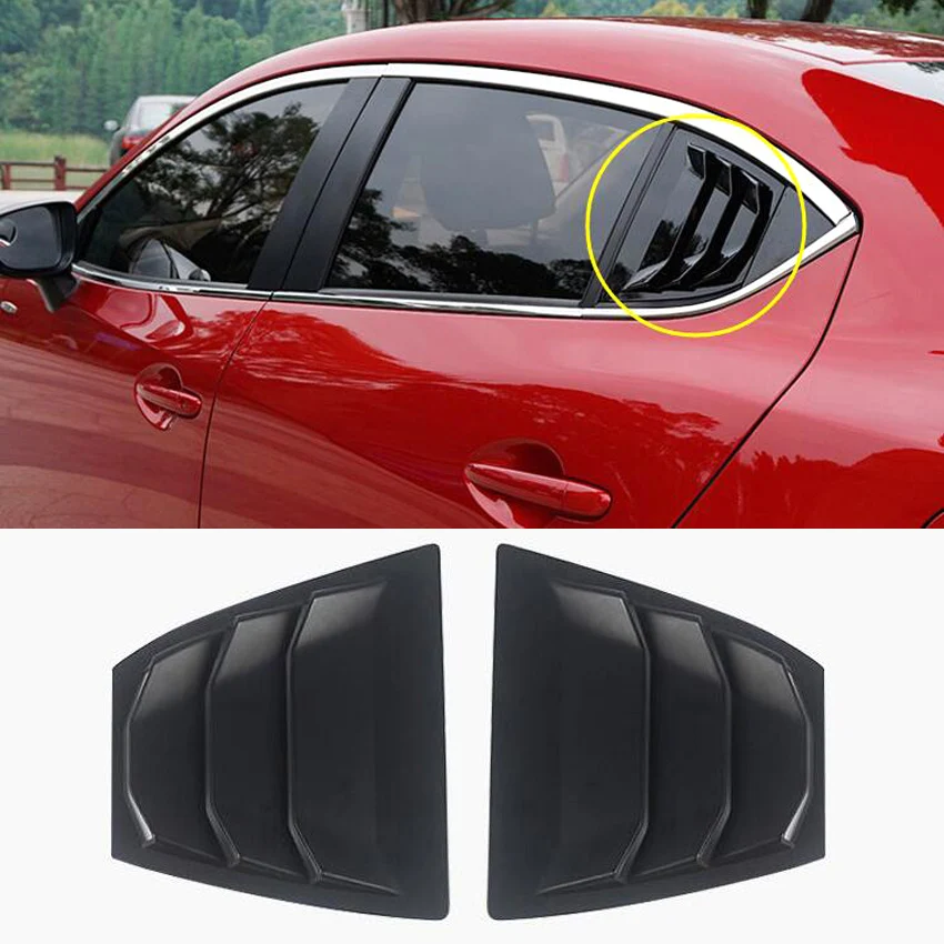 

For Mazda 3 Axela 4Dr Sedan 2014 2015 2016 2017 2018 Car Rear Window Side Louvers Vent Trim Car Accessories Matte Black ABS