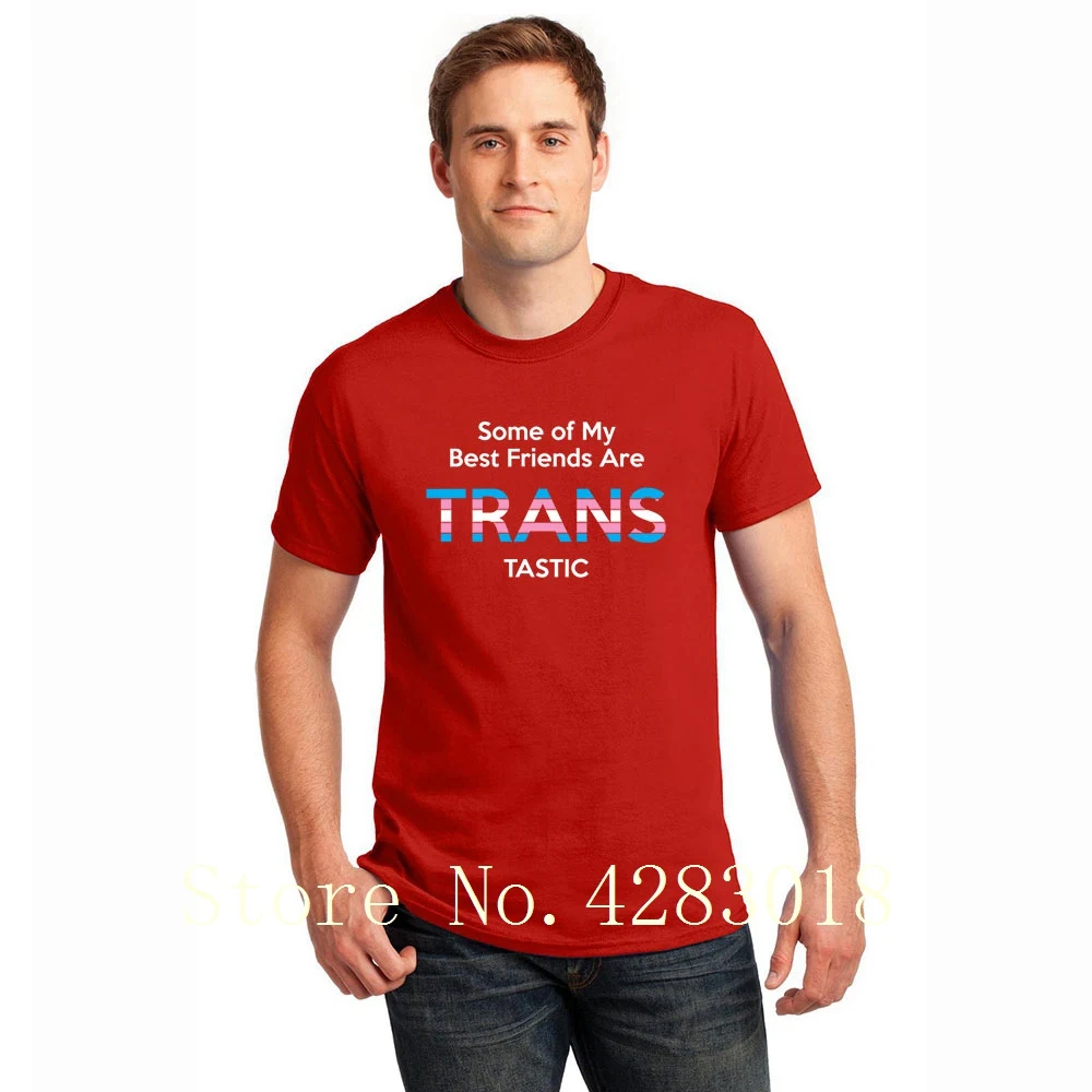 Мужская футболка с круглым вырезом и надписью transgend Some Of My Best Friends Are Trans однотонная