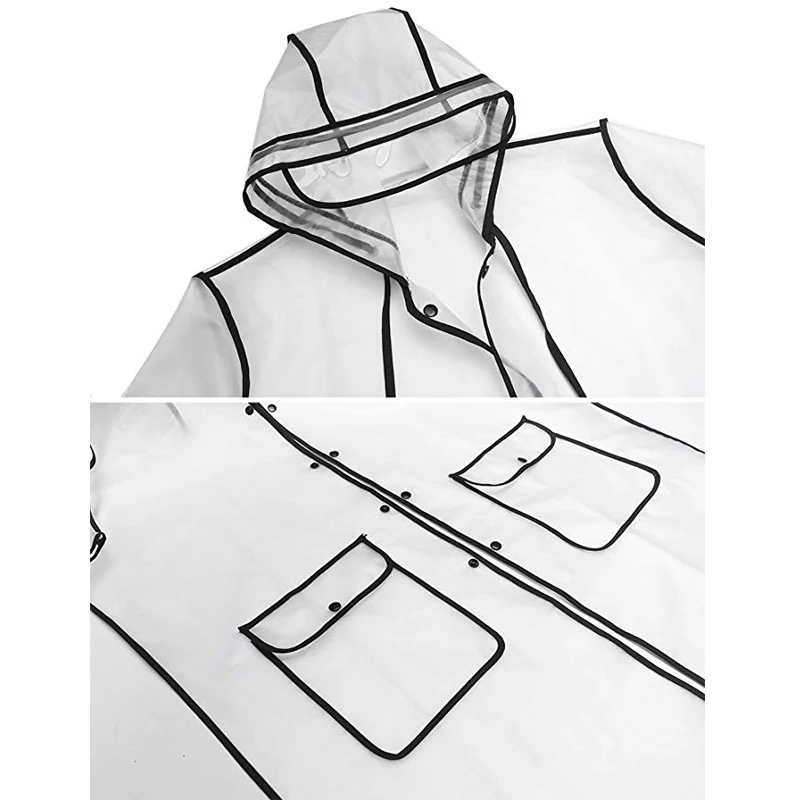 Женский непромокаемый плащ-пончо с капюшоном полупрозрачное многоразовое