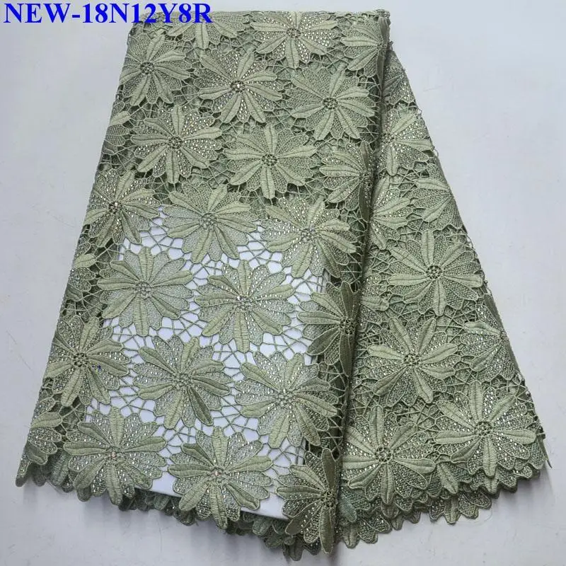 Newest Styles White Gold Embroidery African Guipure Lace Fabric High Quality French Mesh lace fabric with Rhinestones SNB02 | Дом и сад
