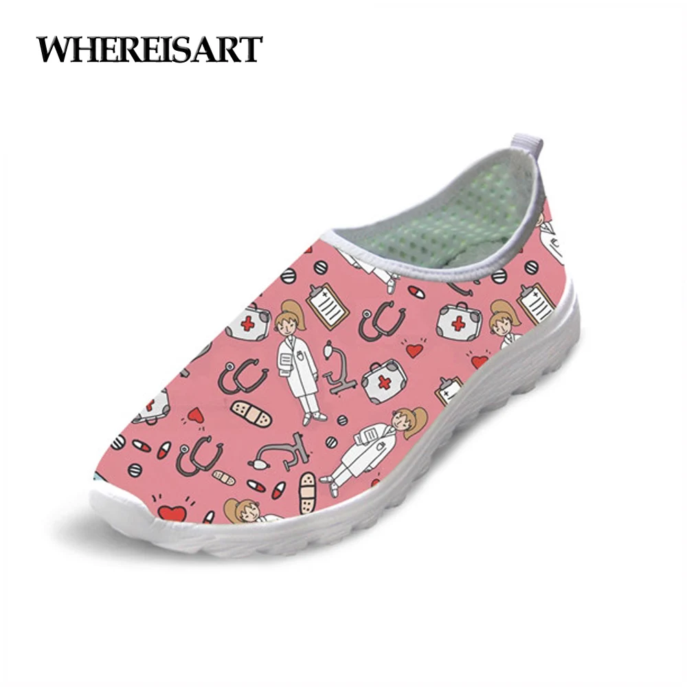 WHEREISART/розовые повседневные женские лоферы с принтом в виде эскиза кроссовки на