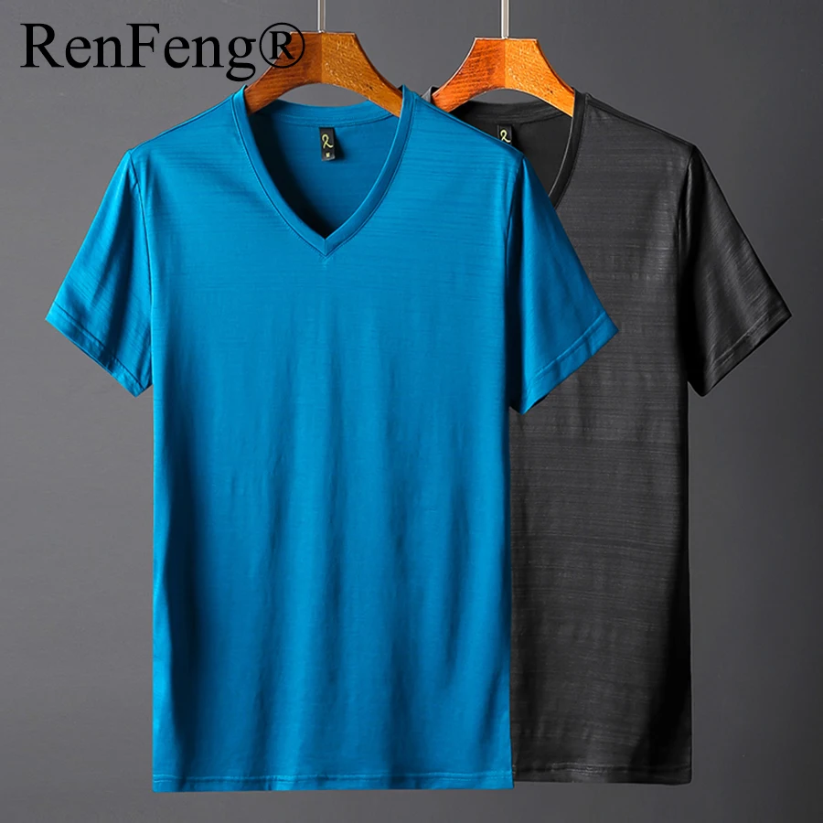 Мужская приталенная футболка трикотажная одежда из ледяного шелка базовая