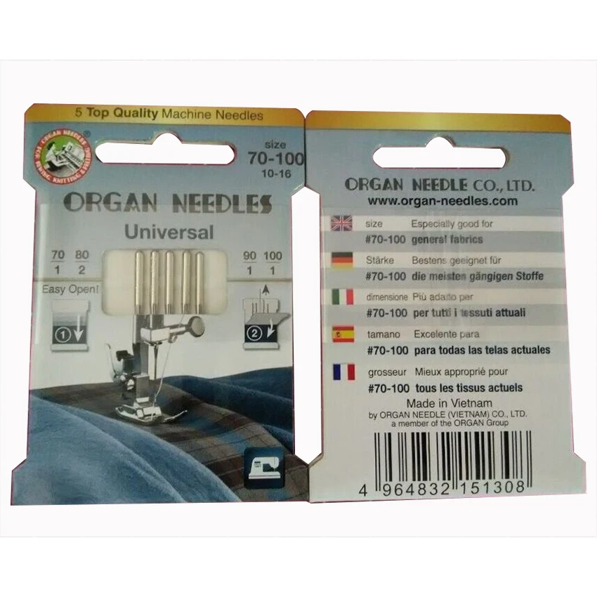 Иглы для внутренней швейной машины ORGAN 130/705H для вышивки, универсальный размер для обычных тканей(1 упаковка = 5 шт