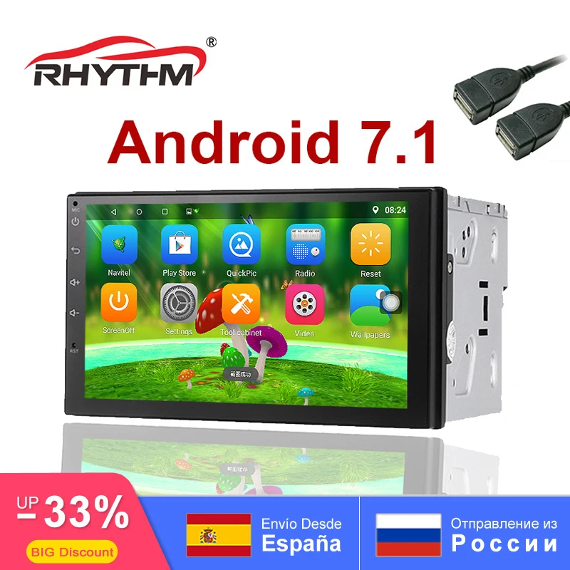 2 din Android 7 1 четырехъядерный автомобильный Радио Стерео Bluetooth gps wifi FM/AM in dash